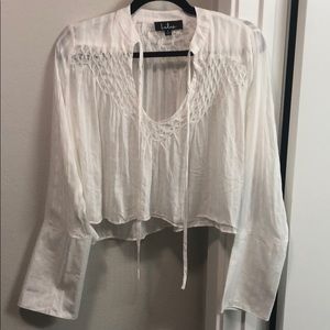 White slightly cropped long sleeve